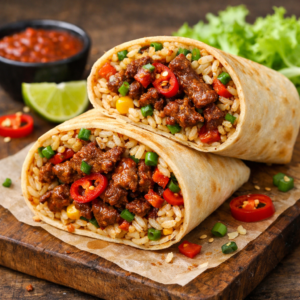 Fried Rice & Spicy Beef Wrap